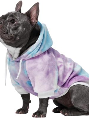 Dog Hoodie – Premium Dog Sweater for Small, Medium, and Large Dogs | Warm Outfits for French Bulldogs, Pitbull, Puppy, Winter Jacket Alternative - 90s Retro Sky Dye - L