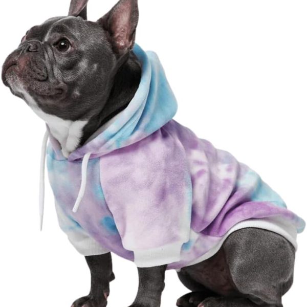 Dog Hoodie – Premium Dog Sweater for Small, Medium, and Large Dogs | Warm Outfits for French Bulldogs, Pitbull, Puppy, Winter Jacket Alternative - 90s Retro Sky Dye - L