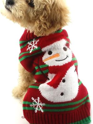 Dog Snow Sweater - Snowman Holiday Pet Clothes for Small Dogs and Cats - Christmas Xmas New Year (Snowman, M)