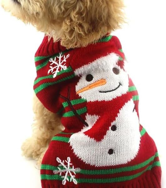 Dog Snow Sweater - Snowman Holiday Pet Clothes for Small Dogs and Cats - Christmas Xmas New Year (Snowman, M)
