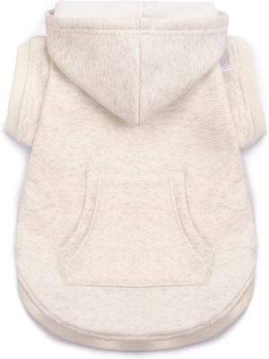 Dog Hoodie Fleece, Cat Sweater Warm with Pocket - Soft Clothes for Daily Wear, Basic Hooded Sweatshirts, Winter Coat Clothing, Comfort Tee Shirt Fit for All Breeds Pet - Beige - 4XL