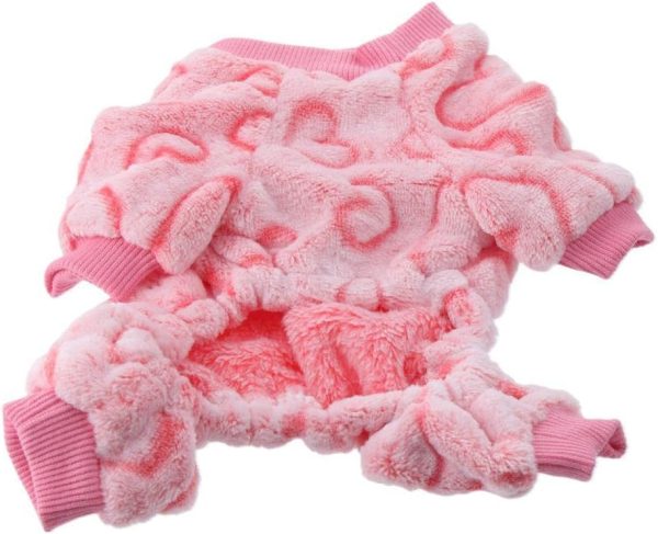 Pink Peach Heart Cat and Dog Clothing, Small and Medium-Sized Cute Four Legged Double-Sided Flannel Autumn and Winter Pet Clothing