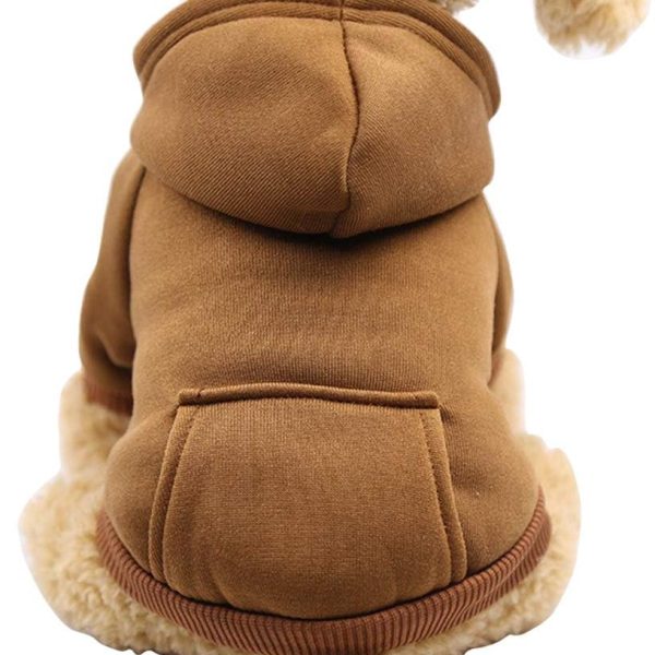 Winter Dog Hoodie Sweatshirts with Pockets Warm Dog Clothes for Small Dogs Chihuahua Coat Clothing Puppy Cat Custume (Coffee, Small)