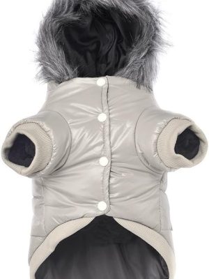 Warm Dog Coat Small Dogs Waterproof Dog Jacket Extra Warm Doggie Winter Coat Windproof Puffer Jacket, Grey S