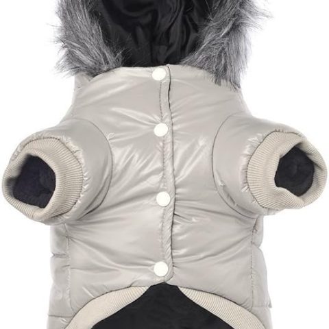 Warm Dog Coat Small Dogs Waterproof Dog Jacket Extra Warm Doggie Winter Coat Windproof Puffer Jacket, Grey S