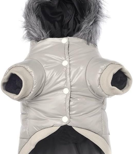 Warm Dog Coat Small Dogs Waterproof Dog Jacket Extra Warm Doggie Winter Coat Windproof Puffer Jacket, Grey S
