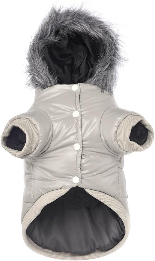 Warm Dog Coat Small Dogs Waterproof Dog Jacket Extra Warm Doggie Winter Coat Windproof Puffer Jacket, Grey S