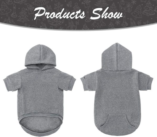 Basic Dog Hoodie - Soft and Warm Dog Hoodie Sweater with Leash Hole and Pocket, Dog Winter Coat, Cold Weather Clothes Sweatshirt for Small Medium Large Dogs Puppy Cat Boys Girls Grey XL
