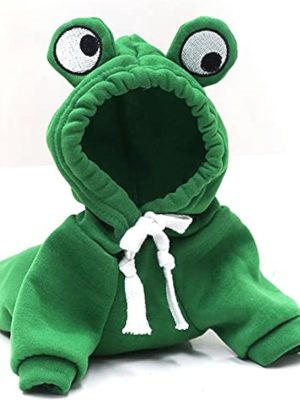 Warm Dog Winter Clothes Cute Fruit Dog Coat Hoodies Fleece Pet Dogs Costume Jacket for French Bulldog Chihuahua (Green,XS)