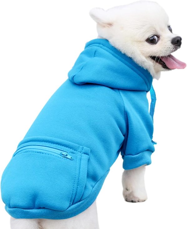 Winter Dog Hoodie Sweatshirts with Pockets Warm Dog Clothes for Small Dogs Chihuahua Coat Clothing Puppy Cat Custume (XX-Small, Y02-Blue)