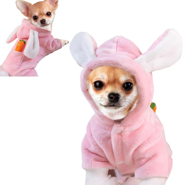 Easter Dog Bunny Costume Pet Dog Easter Outfit Puppy Hoodies with Rabbit Ears Puppy Apparel Pet Clothes for Small Medium Dogs Cats
