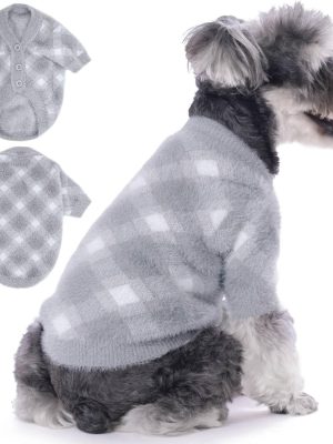 Dog Sweater Small Dog Winter Clothes Cat Knitwear XXS XS S Medium Coat for Small Dogs Boy Girl Dog Jacket Stretchy Puppy Costumes Deluxe Soft Warm Dog Outfit Apparel (Silver Grey, Large)