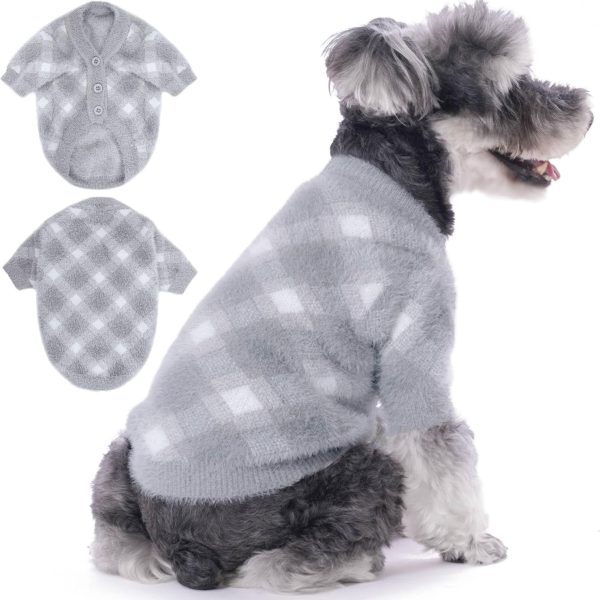 Dog Sweater Small Dog Winter Clothes Cat Knitwear XXS XS S Medium Coat for Small Dogs Boy Girl Dog Jacket Stretchy Puppy Costumes Deluxe Soft Warm Dog Outfit Apparel (Silver Grey, Large)