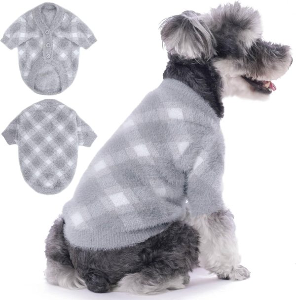 Dog Sweater Small Dog Winter Clothes Cat Knitwear XXS XS S Medium Coat for Small Dogs Boy Girl Dog Jacket Stretchy Puppy Costumes Deluxe Soft Warm Dog Outfit Apparel (Silver Grey, Large)
