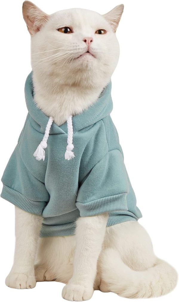 Basic Dog Hoodie & Cat Apparel, Warm Jacket & Shirt for Puppy to Medium Dogs & Cats, Cadet Blue M