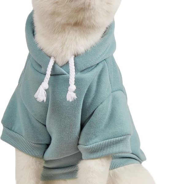 Basic Dog Hoodie & Cat Apparel, Warm Jacket & Shirt for Puppy to Medium Dogs & Cats, Cadet Blue M