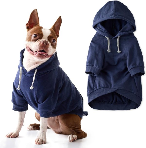 The Extra Comfy Hoodie, Organic Cotton and Recycled Poly Dog Hoodie Pet Coat Sweater for Small, Medium, Large Dogs​​, Navy, Small