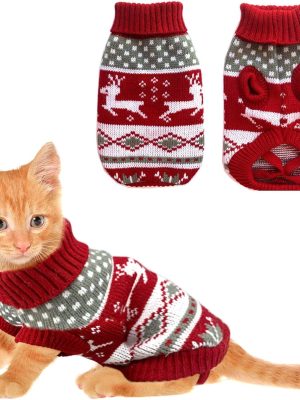 Dog Christmas Sweaters Pet Winter Knitwear Xmas Clothes Classic Warm Coats Reindeer Snowflake Argyle Sweater for Kitty Puppy Cat-S