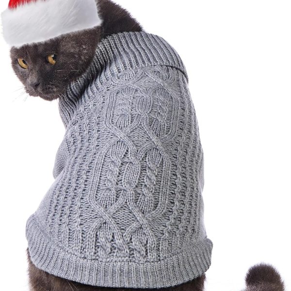 Stretchy Cat Sweater - 17 Colors & 6 Sizes | Snug Winter-Ready Knit for Boy/Girl Cats & Kittens(Grey, Medium)