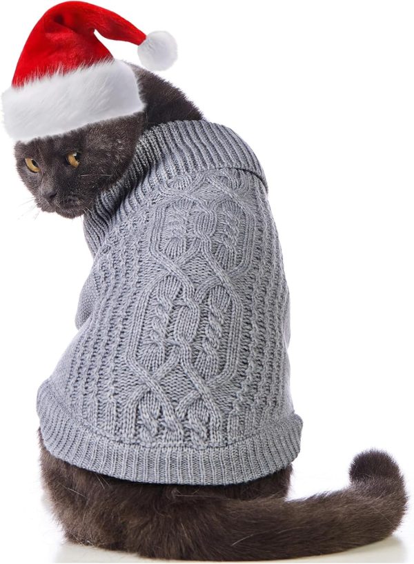 Stretchy Cat Sweater - 17 Colors & 6 Sizes | Snug Winter-Ready Knit for Boy/Girl Cats & Kittens(Grey, Medium)