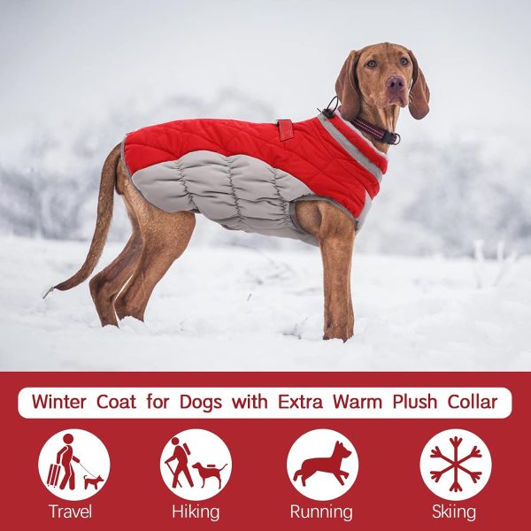 Dog Coat for Small Dogs,Waterproof Dog Winter Jacket with Harness Built in Puppy Cold Weather Coats Reflective Pet Vest with Zipper Warm Fleece Dogs Snowsuit Windproof Red S
