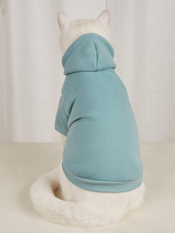 Basic Dog Hoodie & Cat Apparel, Warm Jacket & Shirt for Puppy to Medium Dogs & Cats, Cadet Blue M