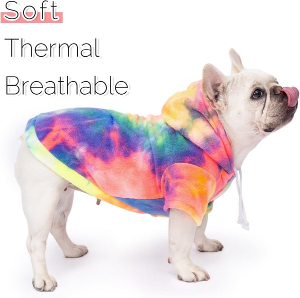Dog Hoodie Tie Dye Dog Sweatshirt Chic Winter Clothes Ultra-Soft Warm Sweaters for Small Medium Dogs Fashion Pet Clothes for Dogs (Multicolor, L (Back: 14.96",Chest: 19.68", Neck: 16.53"))