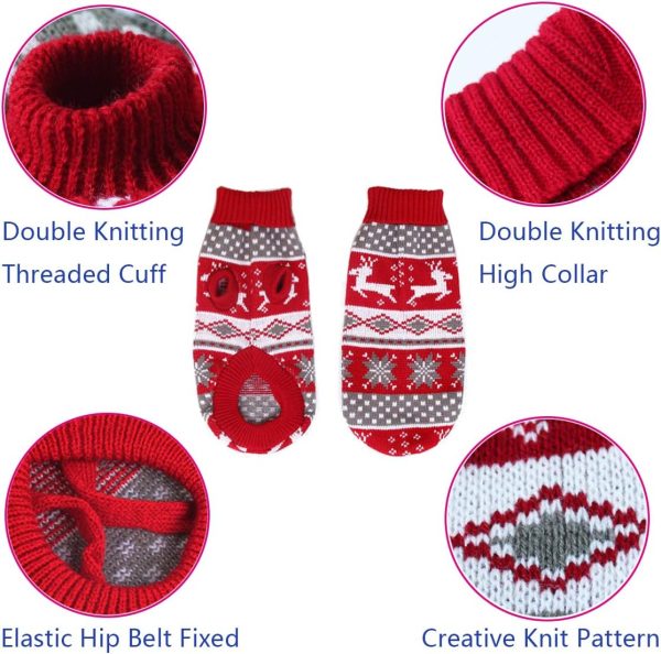 Dog Christmas Sweaters Pet Winter Knitwear Xmas Clothes Classic Warm Coats Reindeer Snowflake Argyle Sweater for Kitty Puppy Cat-S