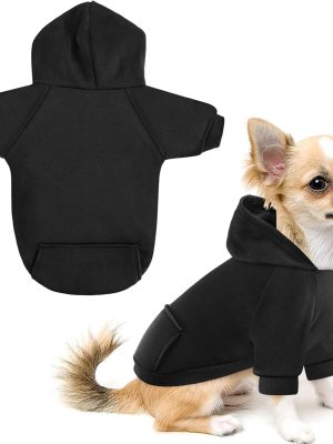 Pet Dog Hoodies Dog Clothes for Small Dogs Vest Chihuahua Clothes Warm Coat Jacket Autumn Puppy Outfits Cats Dogs Clothing(S,Black)