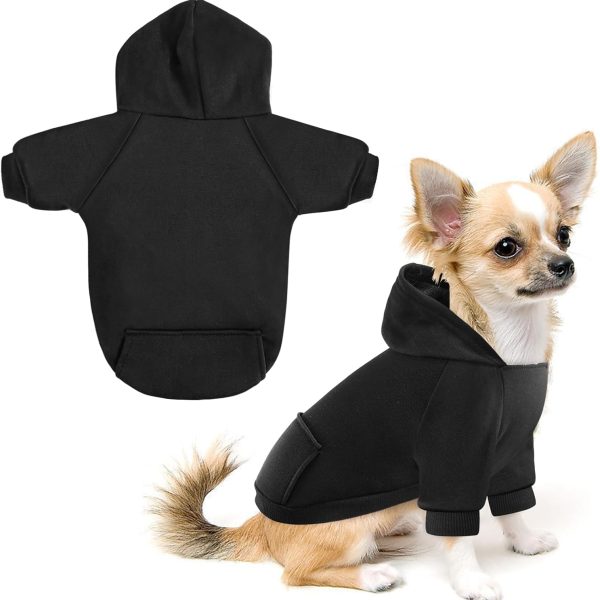 Pet Dog Hoodies Dog Clothes for Small Dogs Vest Chihuahua Clothes Warm Coat Jacket Autumn Puppy Outfits Cats Dogs Clothing(S,Black)