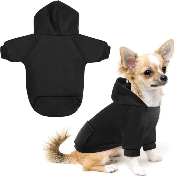 Pet Dog Hoodies Dog Clothes for Small Dogs Vest Chihuahua Clothes Warm Coat Jacket Autumn Puppy Outfits Cats Dogs Clothing(S,Black)