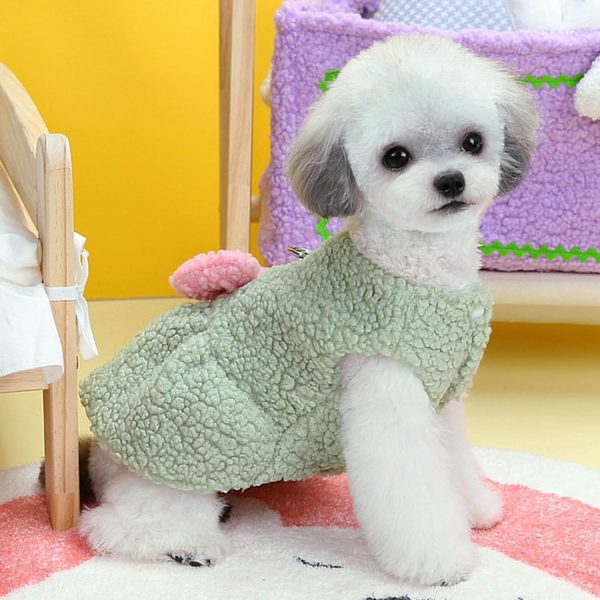 Dog Sweater Dress with Bow Tie Winter Warm Puppy Clothes for Small Dogs D-Ring Leash Pet Clothing Outfits Suéter para Perros (Large, Green)