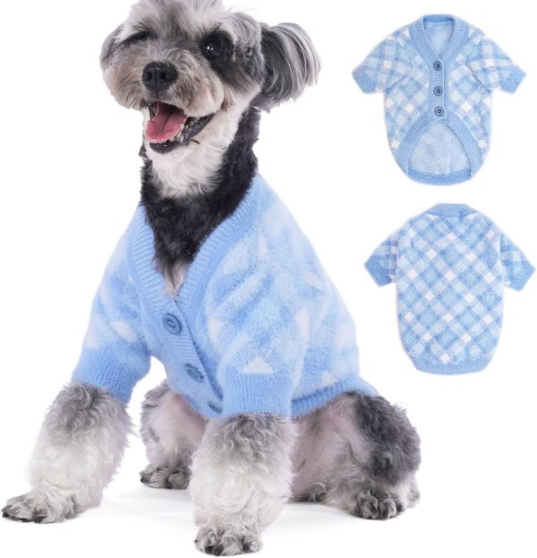 Dog Sweater Small Dog Winter Clothes Cat Knitwear XXS XS S Medium Coat for Small Dogs Boy Girl Dog Jacket Stretchy Puppy Costumes Deluxe Soft Warm Dog Outfit Apparel (Light Blue, Large)