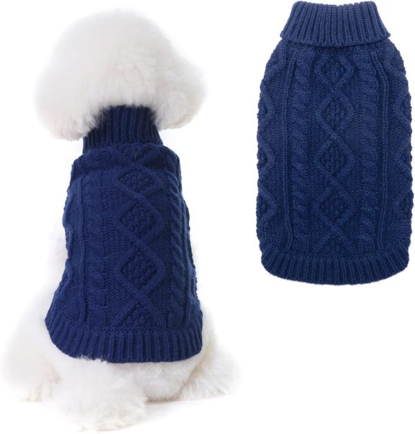 Thermal Knitted Dog Sweater for Small Medium Large Dogs,Winter Dog Cat Coat Warm Sweartershirts Outfits,Classic Cable Knit Turtleneck Pullover Dog Jumper Coat Warm Sweartershirts