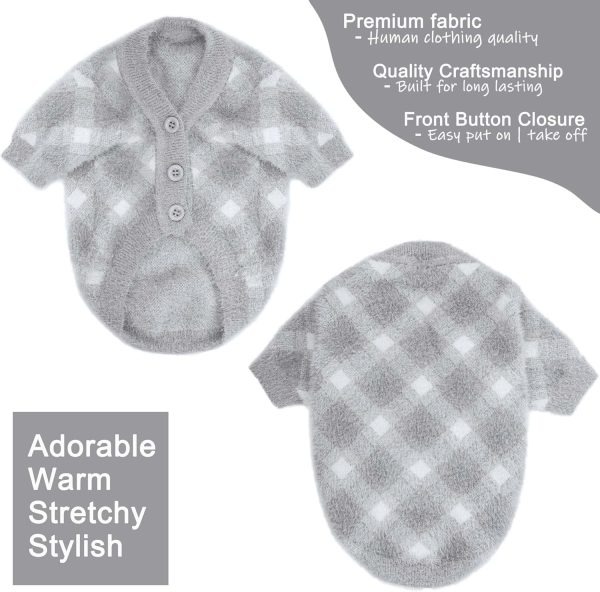 Dog Sweater Small Dog Winter Clothes Cat Knitwear XXS XS S Medium Coat for Small Dogs Boy Girl Dog Jacket Stretchy Puppy Costumes Deluxe Soft Warm Dog Outfit Apparel (Silver Grey, Large)