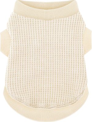 Cozy Lightweight Dog Sweaters Shirt for Small Puppies: Stretchable Beige Tank Top Attire, Perfect for Chihuahuas and Yorkies - Enhancing Comfort and Playfulness on Chilly Days - Medium
