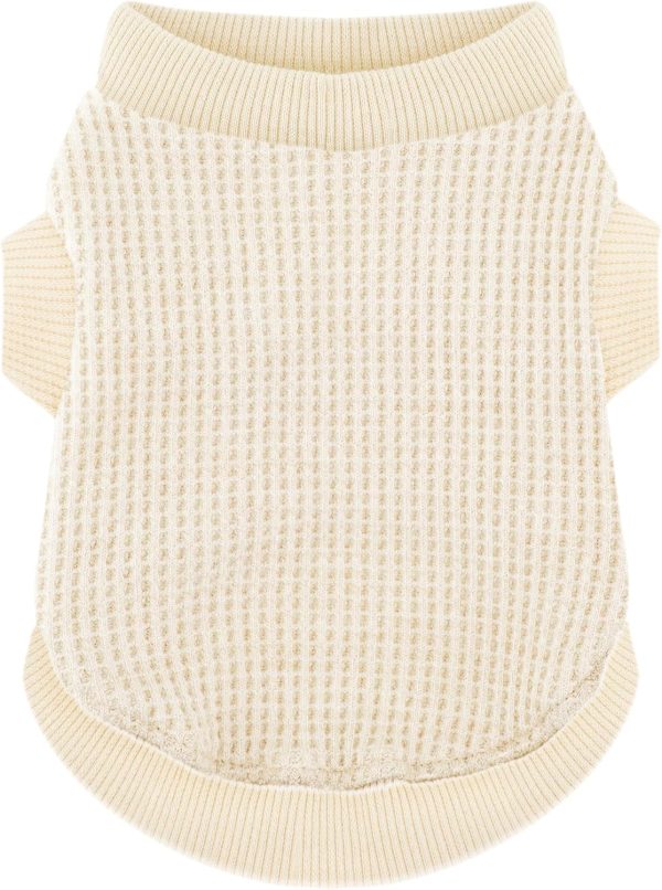 Cozy Lightweight Dog Sweaters Shirt for Small Puppies: Stretchable Beige Tank Top Attire, Perfect for Chihuahuas and Yorkies - Enhancing Comfort and Playfulness on Chilly Days - Medium