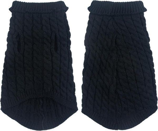 Dog Sweater, Black M Pullover Sweater, Turtleneck Knitwear, Puppy Outfits for Small and Medium Dogs, Warm Clothes for Bulldog, Poodle, Yorkshire etc.