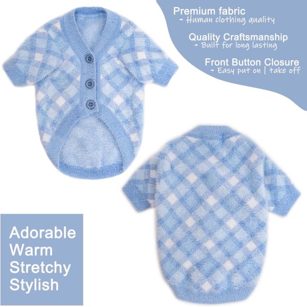 Dog Sweater Small Dog Winter Clothes Cat Knitwear XXS XS S Medium Coat for Small Dogs Boy Girl Dog Jacket Stretchy Puppy Costumes Deluxe Soft Warm Dog Outfit Apparel (Light Blue, Large)
