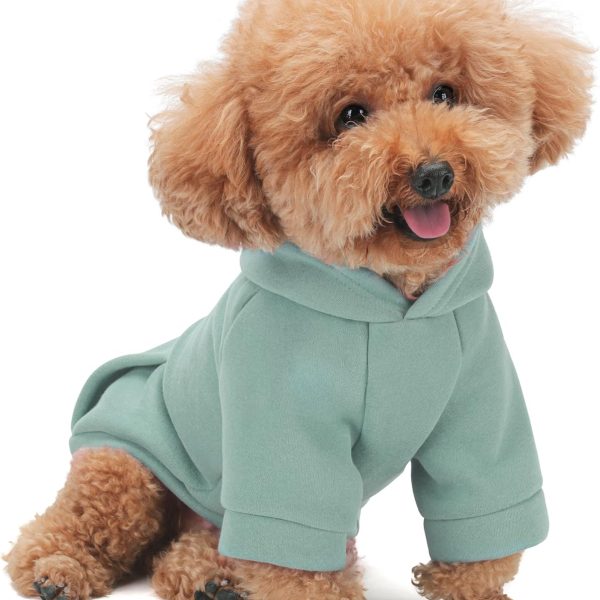 Winter Dog Hoodie with Pockets - Solid Color Polycotton Sweatshirt for Small, Medium, and Large Dogs - Soft, Warm, Cozy Pet Clothing for Cold Weather - Ideal for Outdoor Walks.Cyan Blue-M