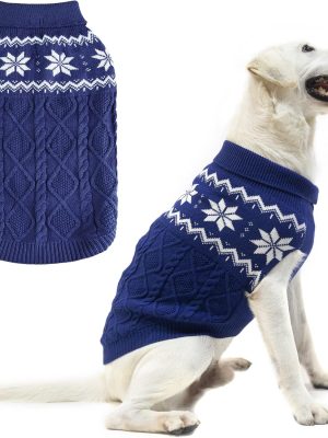 Warm Winter Dog Sweater - Cold Weather Pet Clothes for Small Medium Large Dogs Indoor Outdoor, Soft Classic Knit Puppy Apparel