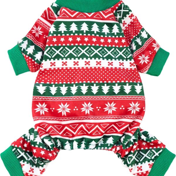 Dog Christmas Outfit, Dog Pajamas, Dog Winter Clothes for Small Dogs Boy Girl, Pet Ugly Sweater, Cat Costume, Red Green, Small