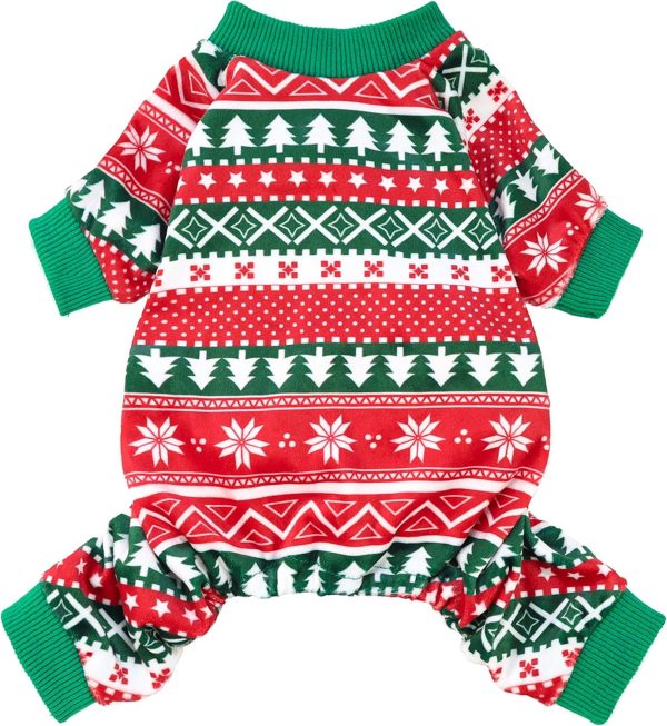 Dog Christmas Outfit, Dog Pajamas, Dog Winter Clothes for Small Dogs Boy Girl, Pet Ugly Sweater, Cat Costume, Red Green, Small