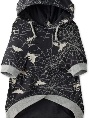 The Orginal Lightweight Hooded TEE 100% Organic Cotton Dog Hoodie Pet Coat Sweater for Small, Medium, Large Dogs, Batty Black, X-Large