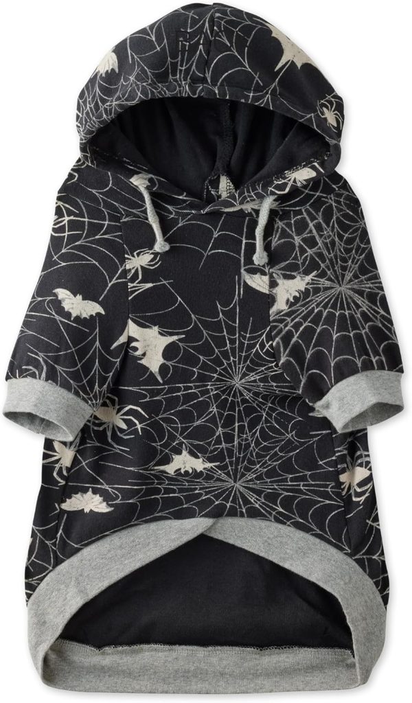 The Orginal Lightweight Hooded TEE 100% Organic Cotton Dog Hoodie Pet Coat Sweater for Small, Medium, Large Dogs, Batty Black, X-Large