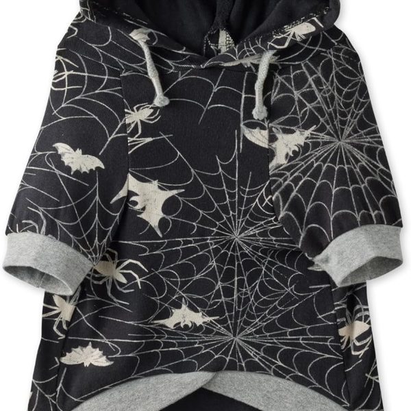 The Orginal Lightweight Hooded TEE 100% Organic Cotton Dog Hoodie Pet Coat Sweater for Small, Medium, Large Dogs, Batty Black, X-Large