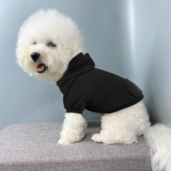Pet Dog Hoodies Dog Clothes for Small Dogs Vest Chihuahua Clothes Warm Coat Jacket Autumn Puppy Outfits Cats Dogs Clothing(S,Black)